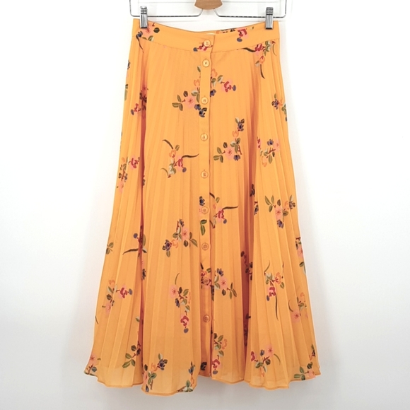 & Other Stories Floral Print Pleated Midi Skirt 4 - Picture 2 of 9